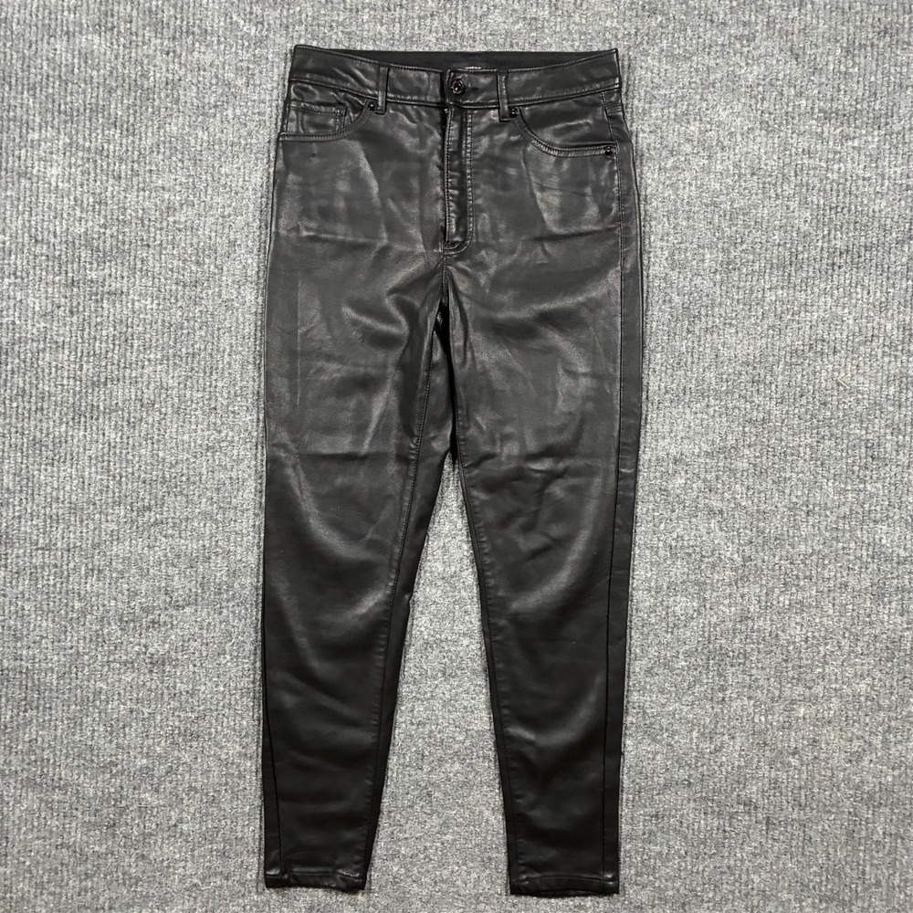 Express Womens Pants Size 4 Black‎ Coated Skinny High Rise Casual Stretch